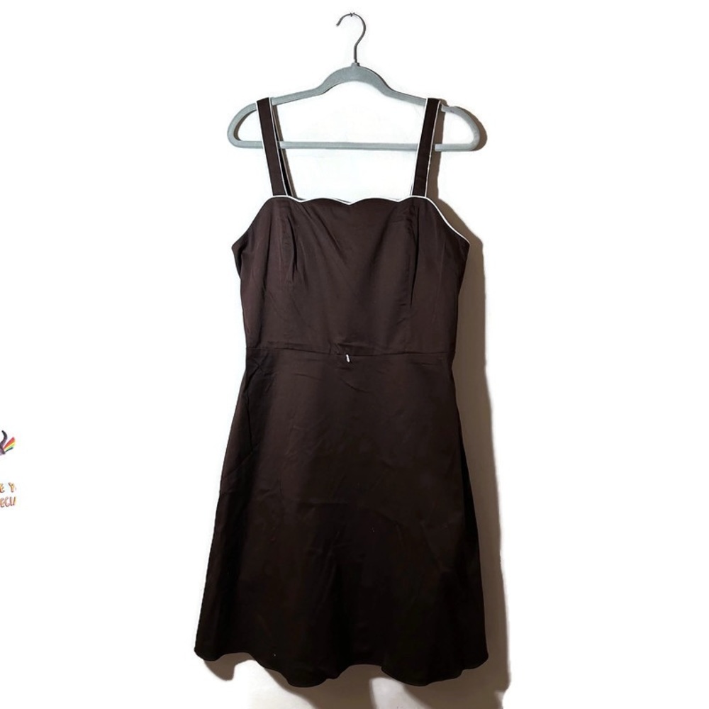 R&K Brown Adjustable Strap Mini Dress Missing Belt Petite Size 16P